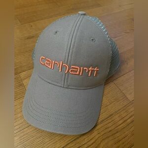 Carhartt Trucker Hat Gray Snapback Cap Embroidered Pink Logo grunge Gorpcore